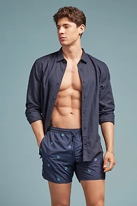 Embroidered Turtle Swim Trunks