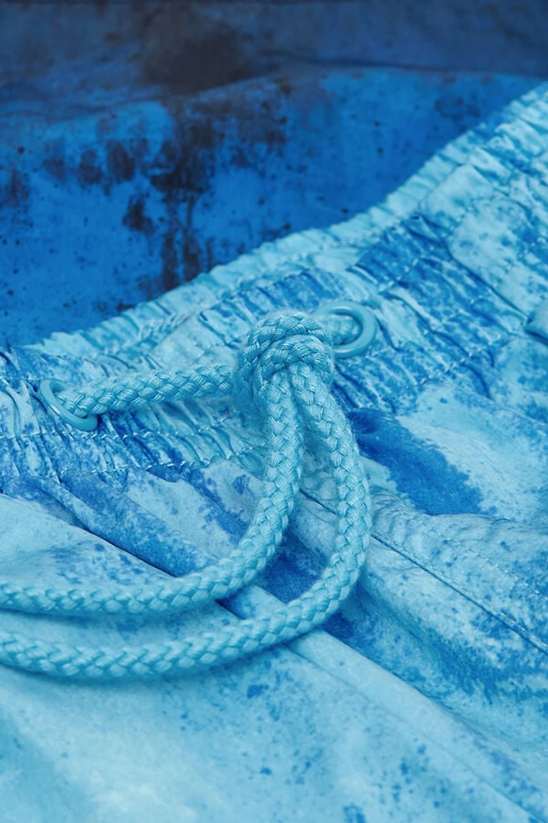 Blue Shaded Print Swim Trunks