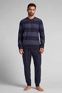 Blue Stripes Tricot Full Length Pajamas
