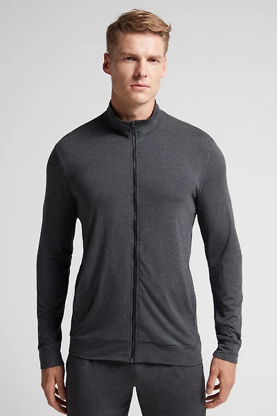 Silk and Modal Zip-Up Sweatshirt