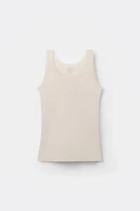 Raw Edge Round Neck Cotton Tank Top