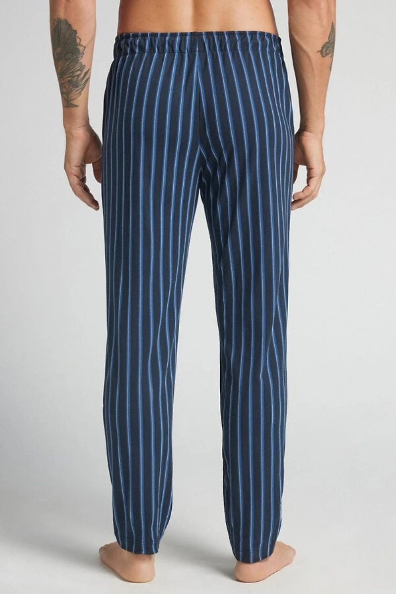 Full Length Pants Striped Cotton