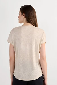 The Pure Linen Short Sleeve V-Neck Top