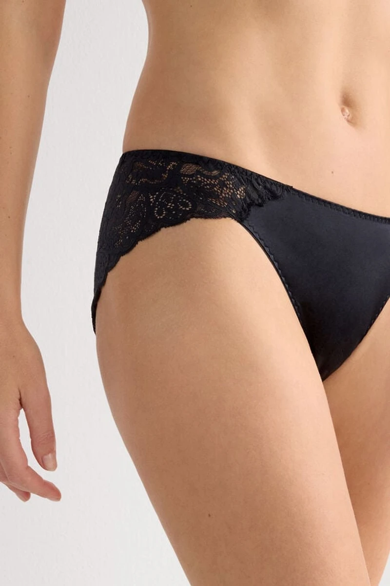 Lace and Silk Bikini Briefs