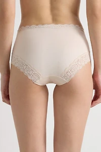 Semi-High Rise Cotton and Lace Panties