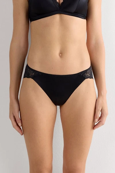 Lace and Silk Bikini Briefs