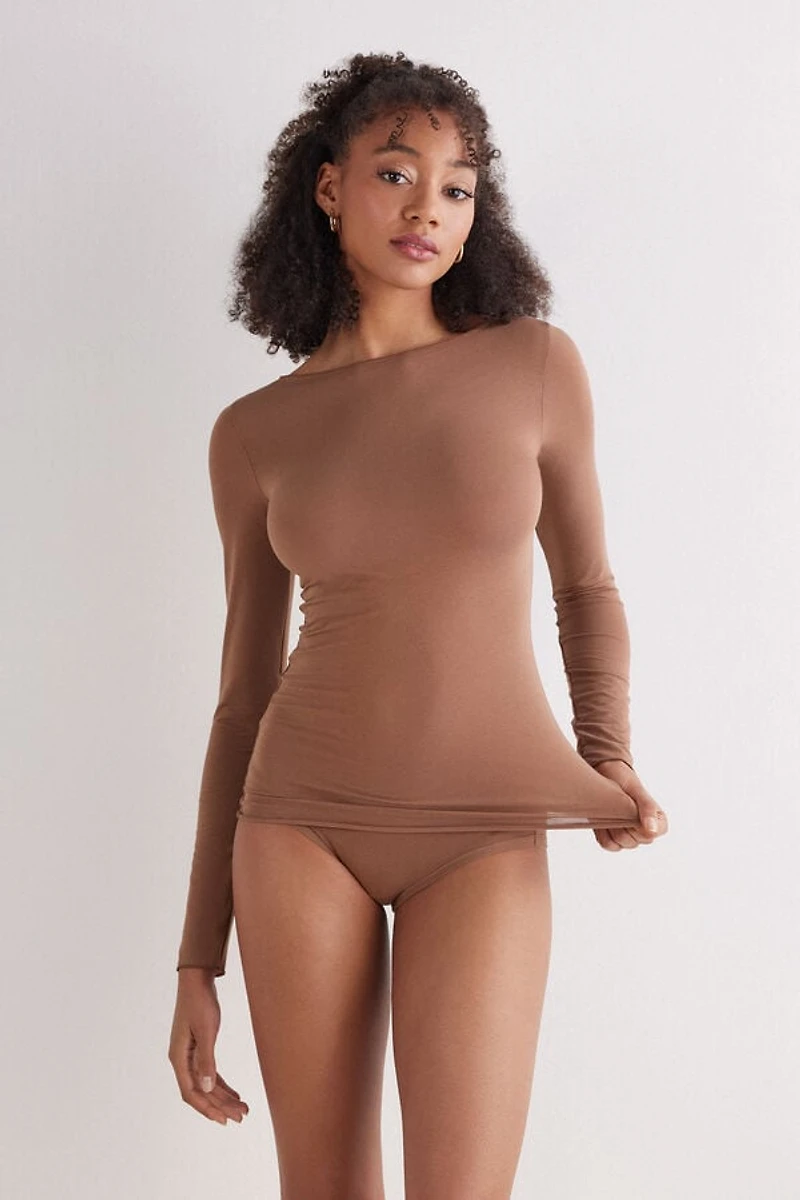 Ultralight Cotton Bateau Neck Top