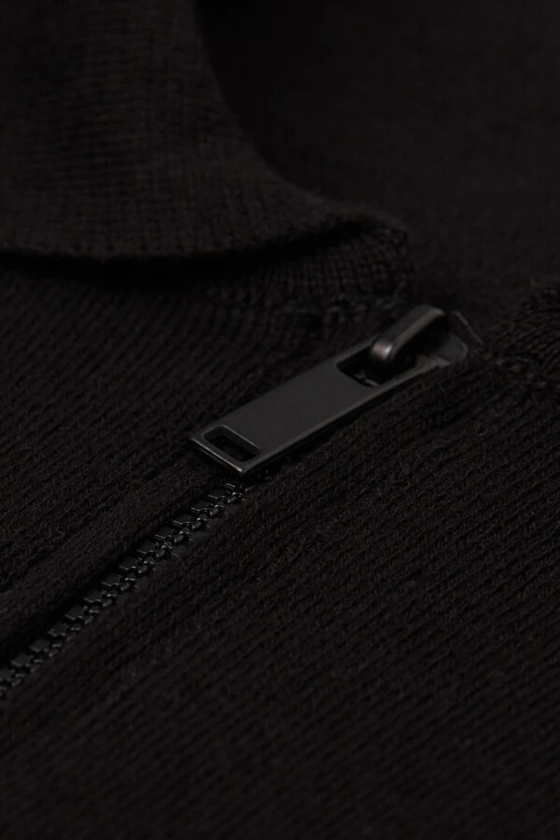 Zip Long Sleeve Knit Polo Shirt