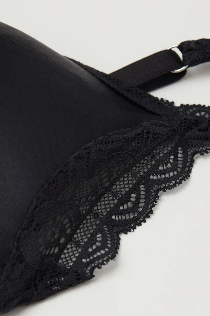 Tiziana Wireless Plunge Triangle Bra Silk and Lace