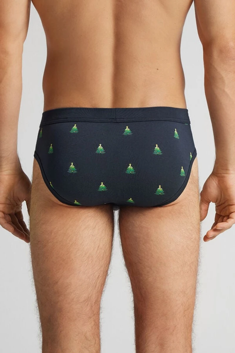 Plush Penguin and Christmas Tree Superior Cotton Briefs