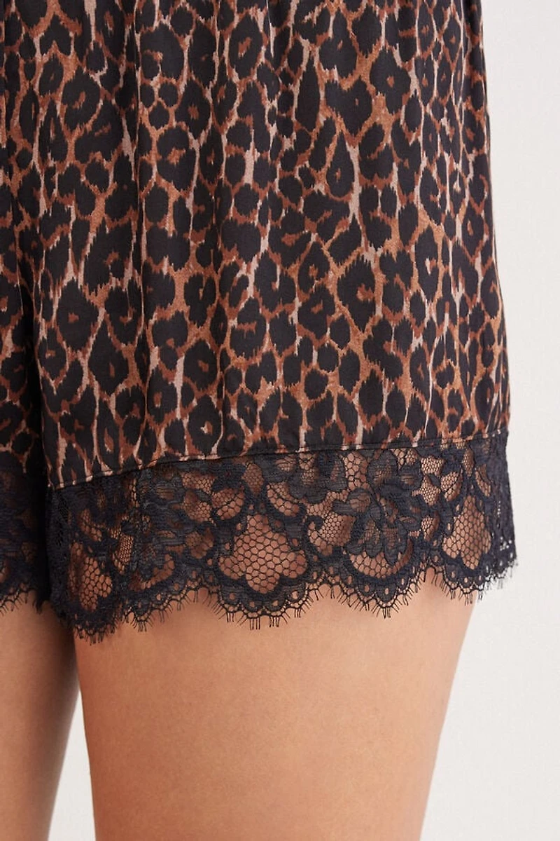 Sensual Attitude Animal Print Viscose Satin Shorts