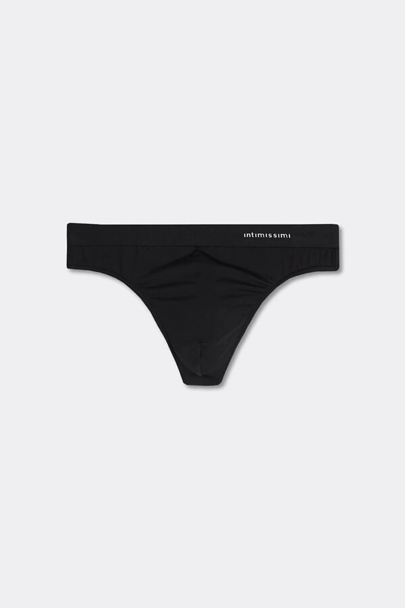 Logo Detailed Microfiber Thong