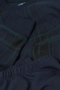 Macro-Check Print Full Length Knit Pajamas