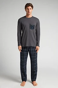 Check Print Full Length Cotton Pajamas