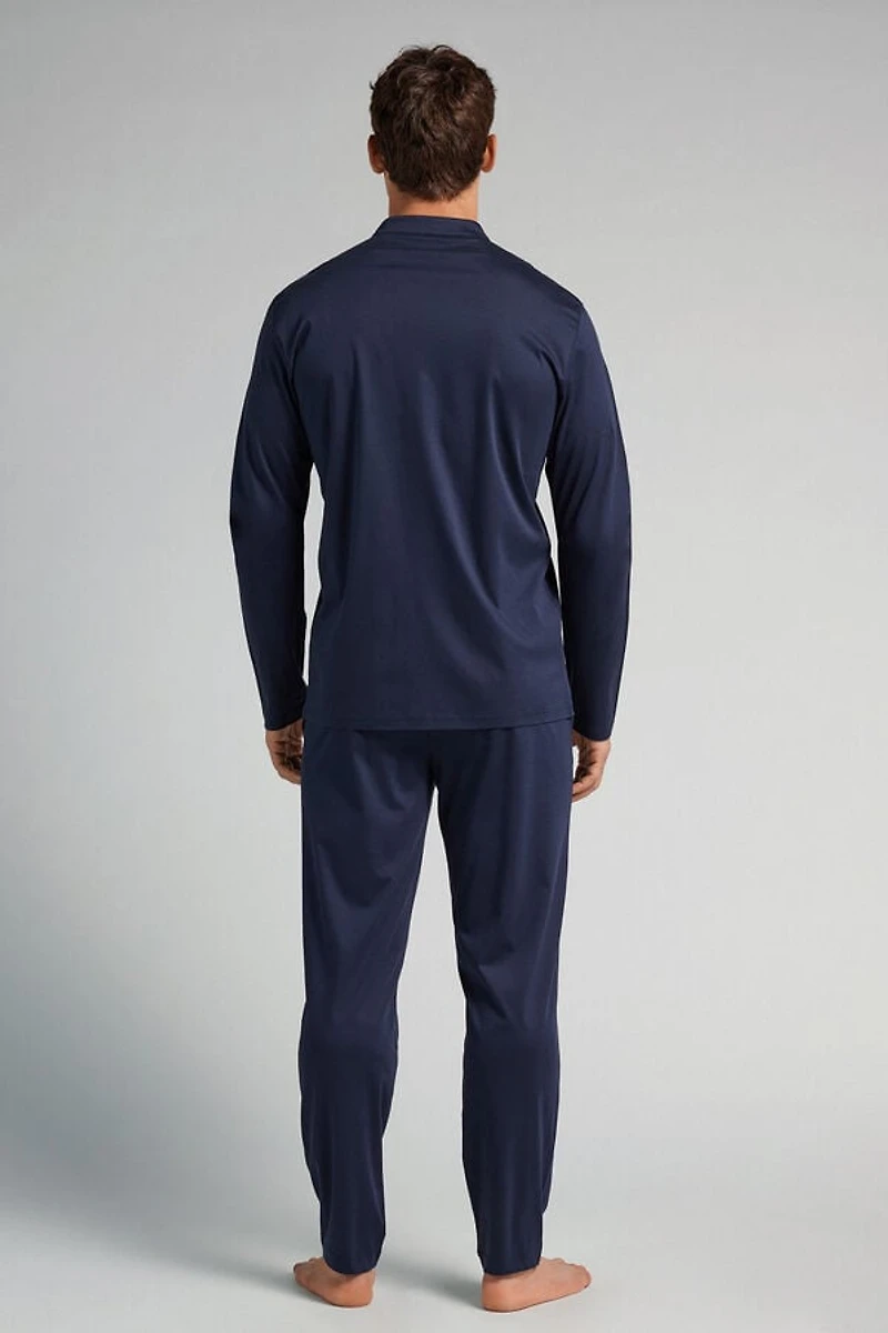 Open Front Full Length Pajamas Cotton