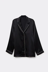 Mannish-Cut Jacket Silk Satin