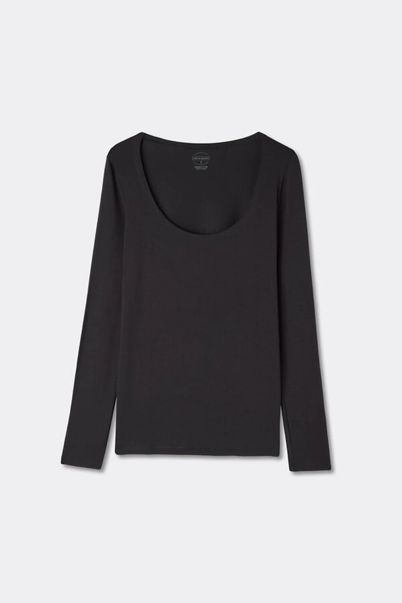 Long Sleeve Scoop Neck Top Micro-modal