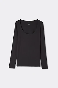 Long Sleeve Scoop Neck Top Micro-modal