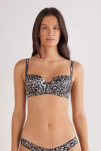 A Moment of Glamour Animal Print Silk Sofia Balconette Bra