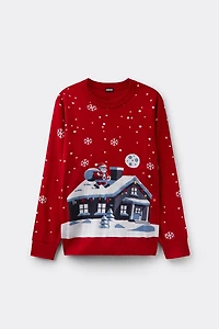 Santa Claus House Sweater with Lights