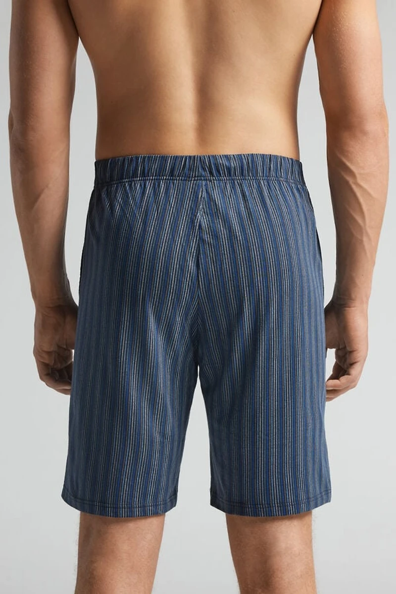 Stripe Print Cotton Shorts