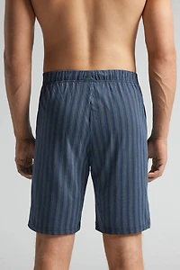 Stripe Print Cotton Shorts