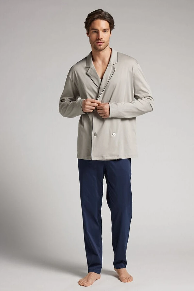 Double Breasted Full Length Cotton Pajamas