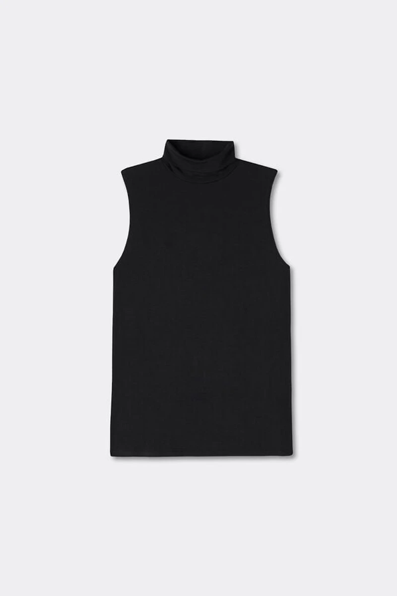 Sleeveless Turtleneck Micromodal Shirt
