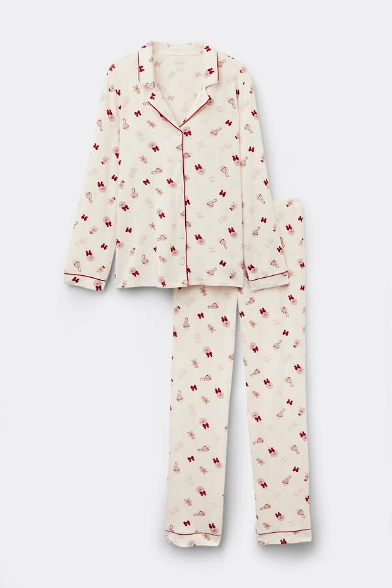 Candy Print Button Up Modal Pajamas