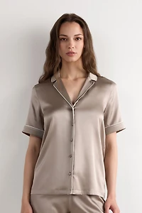 Menswear Cut Short Sleeve Silk Shirt