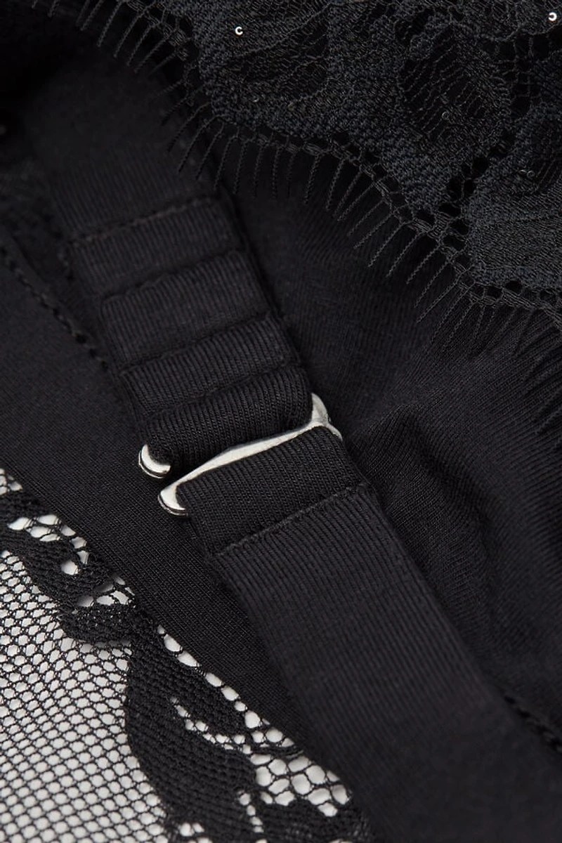 Glimmer of Pleasure Long Sleeve Lace Bodysuit