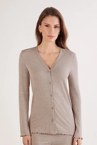Luxyury Softness Button Up Modal Top with Cashmere
