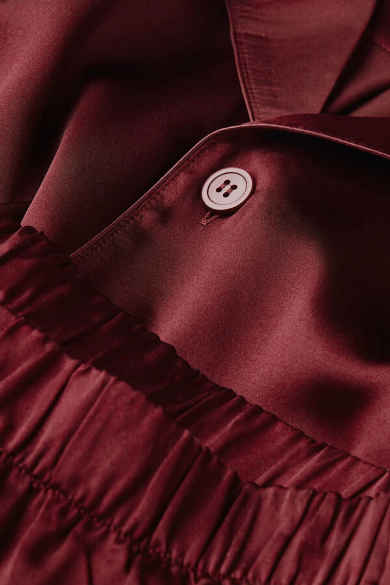 Long Silk Piped Pajamas