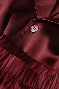 Long Silk Piped Pajamas