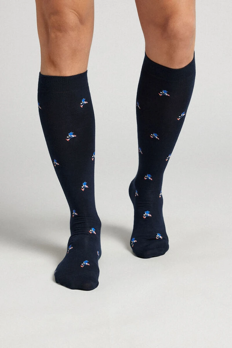 Sonic Print Cotton Knee Socks