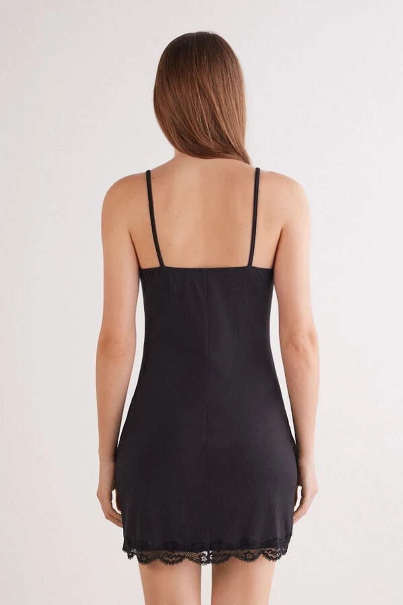 Your Everyday Wear Ribbed Nightgown with Lace
