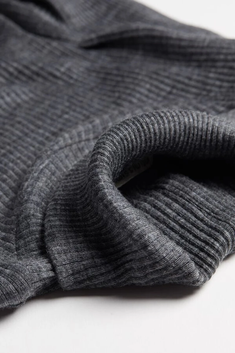 Long-sleeve High-Neck Tubular Top Wool and Silk