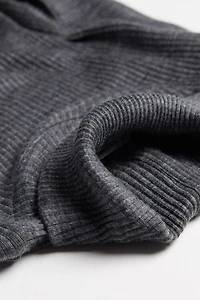 Long-sleeve High-Neck Tubular Top Wool and Silk