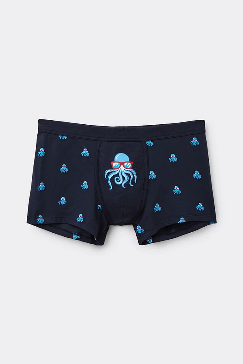 Octopus Print Natural Fresh Cotton Boxers