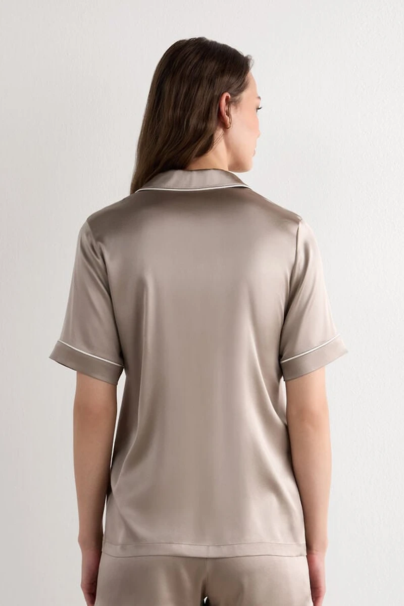 Menswear Cut Short Sleeve Silk Shirt