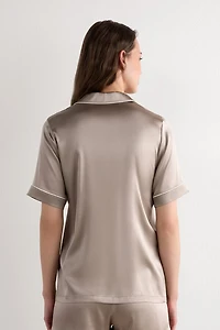 Menswear Cut Short Sleeve Silk Shirt