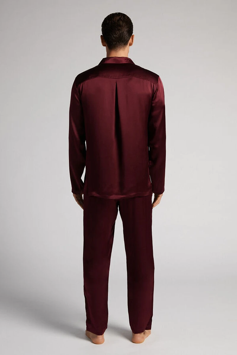 Long Silk Piped Pajamas