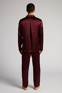 Long Silk Piped Pajamas