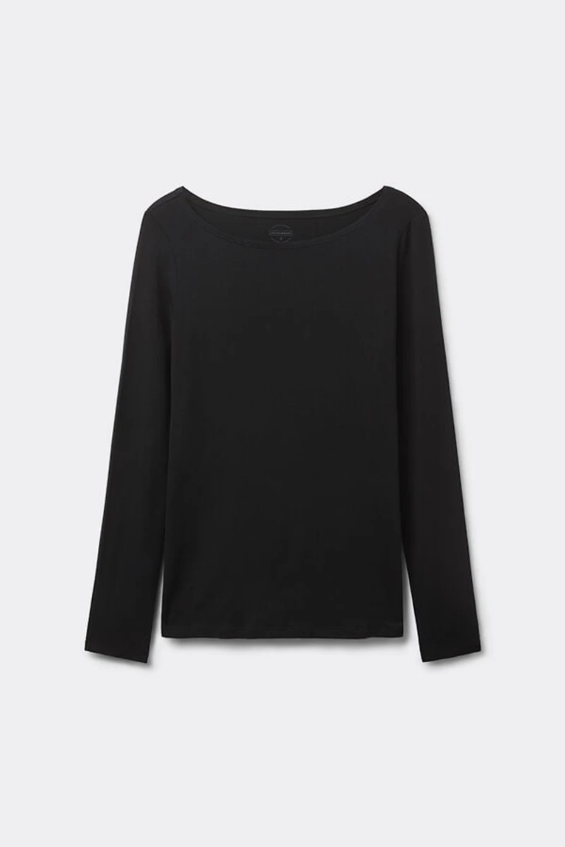 Long Sleeve Bateau Neck Top Micromodal