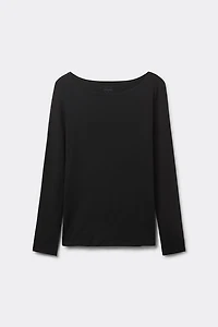 Long Sleeve Bateau Neck Top Micromodal