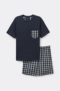 Check Cloth and Cotton Short Pajamas