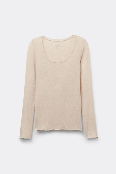 Long Sleeve Scoop Neck Top Ultralight Modal with Cashmere