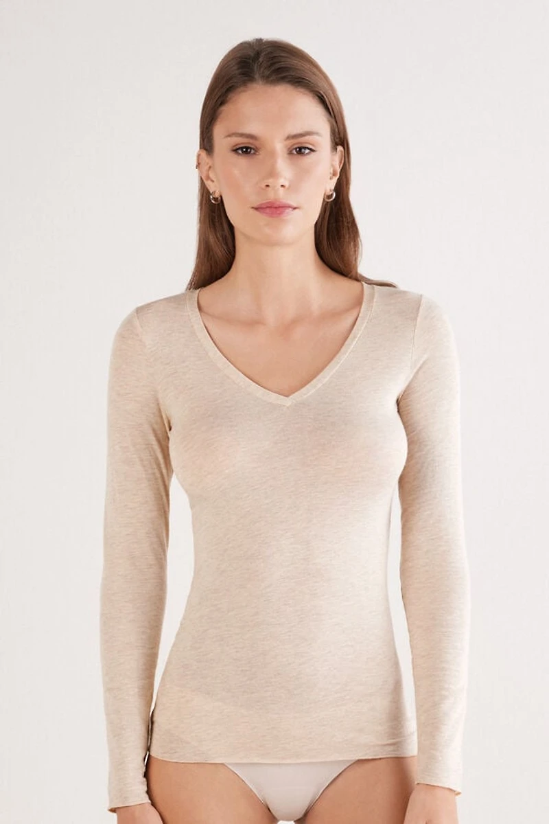 V-neck top Modal Ultralight with Cashmere