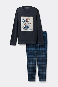 Ski Bear Print Full Length Cotton Pajamas