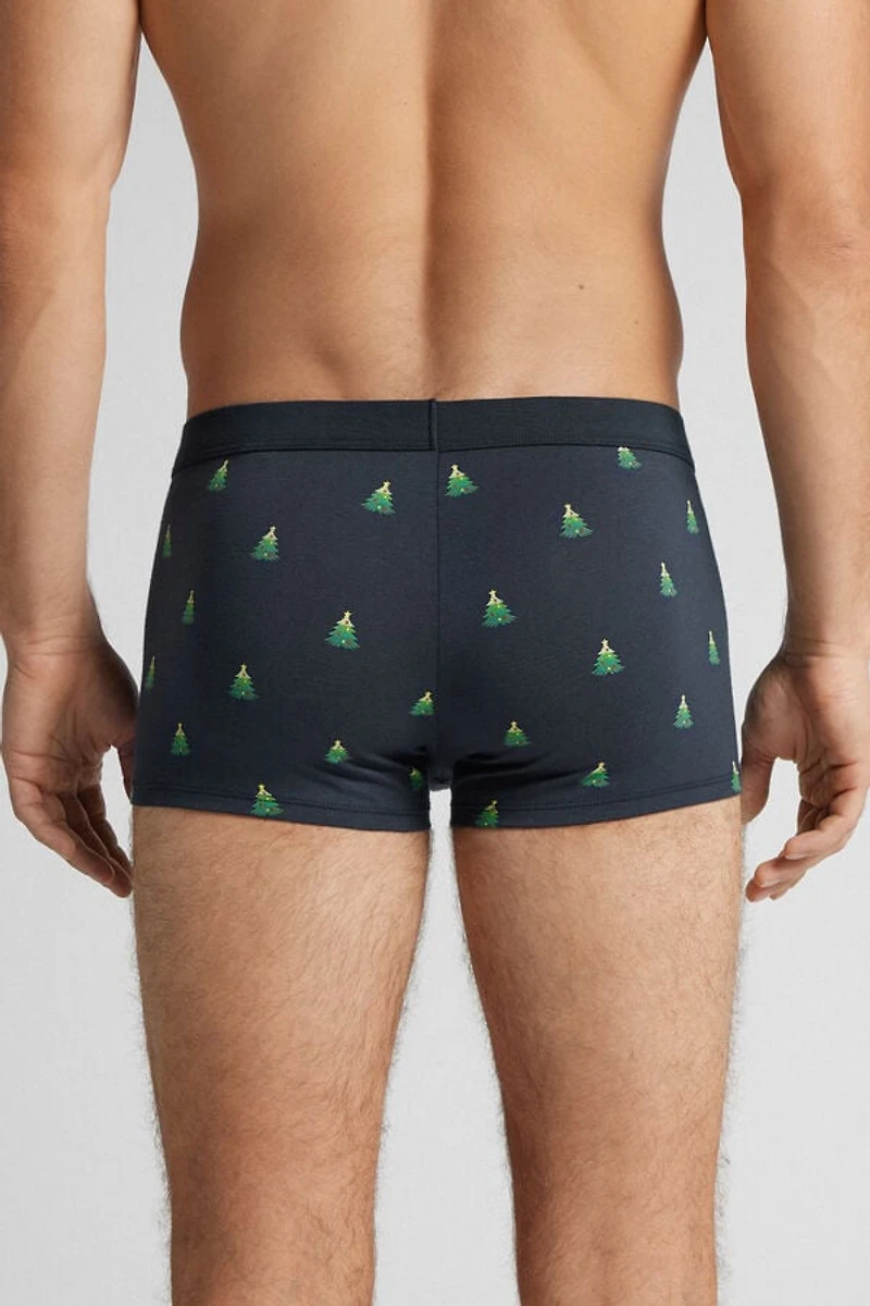 Plush Penguin and Christmas Tree Superior Cotton Boxers